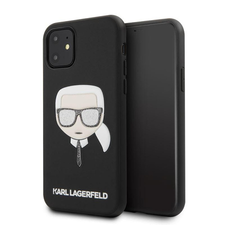 Karl Lagerfeld Iconic Embossed Glitter Case - pouzdro pro iPhone 11 (černé)