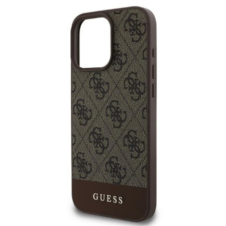 Guess 4G Bottom Stripe - pouzdro pro iPhone 16 Pro Max (hnědé)