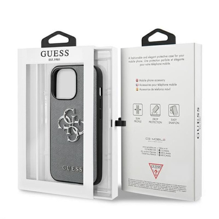 Guess Saffiano 4G Big Silver Logo - iPhone 13 Pro Case (grey)