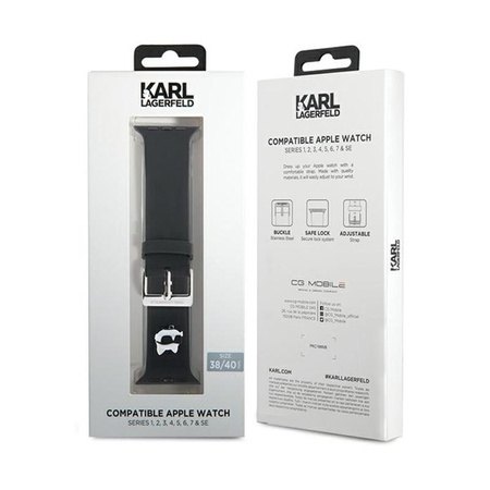 Karl Lagerfeld 3D gumiból készült Choupette Head NFT - szíj Apple Watch-hoz 38/40/41 mm (fekete)