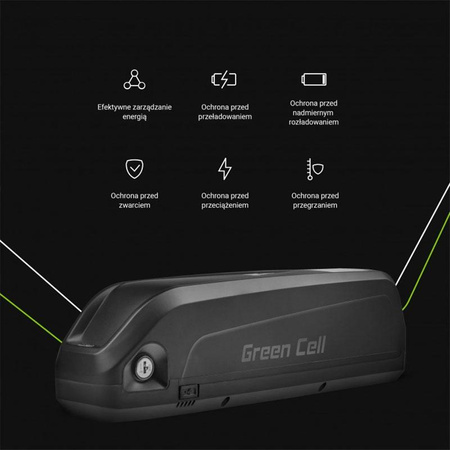 Green Cell - 48V 15Ah Akku für E-Bike Li-Ion Unterrohr mit Ladegerät