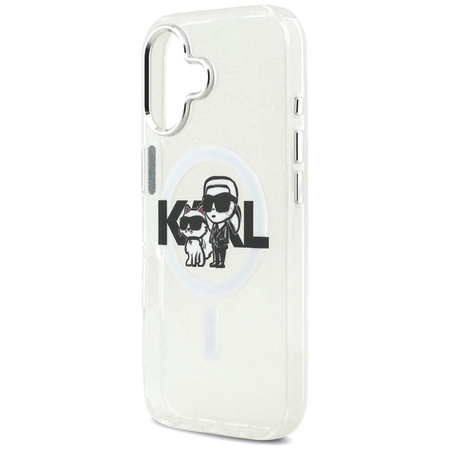Karl Lagerfeld IML Glitter Karl & Choupette Sketch Logo MagSafe - Hülle für iPhone 17 (transparent)