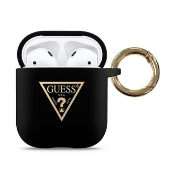 Guess Silikonové trojúhelníkové pouzdro - Airpods (černé)
