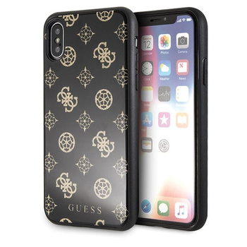 Guess Dupla rétegű csillogó tok Peony G - iPhone Xs / X tok (fekete)