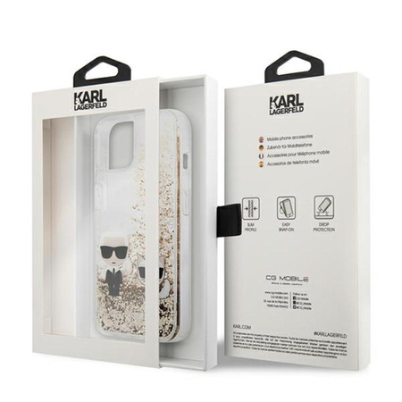 Karl Lagerfeld Liquid Glitter Karl & Choupette - Etui iPhone 13 (złoty)