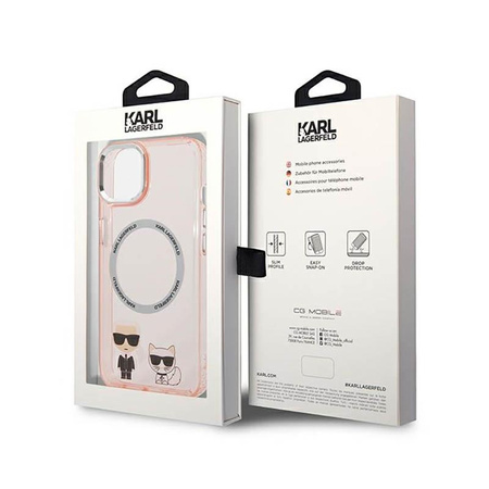 Karl Lagerfeld Karl & Choupette Aluminium MagSafe - Etui iPhone 14 (różowy)