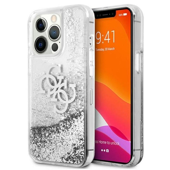 Guess Liquid Glitter 4G Big Logo - Etui iPhone 13 Pro Max (srebrny)