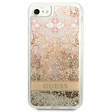 Guess Liquid Glitter Paisley - Coque iPhone SE 2022 / SE 2020 / 8 / 7 (Or)