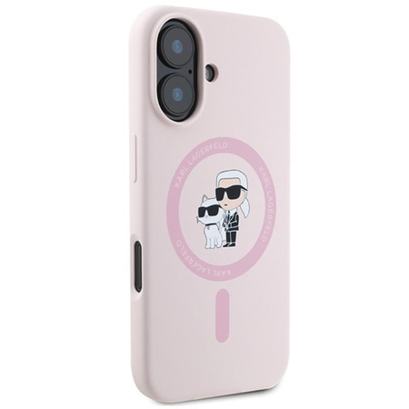 Karl Lagerfeld Silicone Karl & Choupette Ring MagSafe - Coque iPhone 16 (rose)