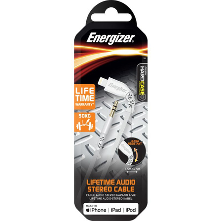 Energizer HardCase - Prise audio 3,5 mm - Lightning Câble certifié MFi 1,5 m UE (Blanc)