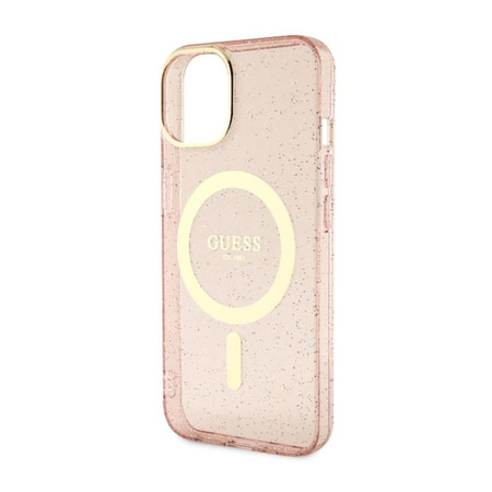 Guess Glitter Gold MagSafe - Schutzhülle für iPhone 14 Plus (Pink)