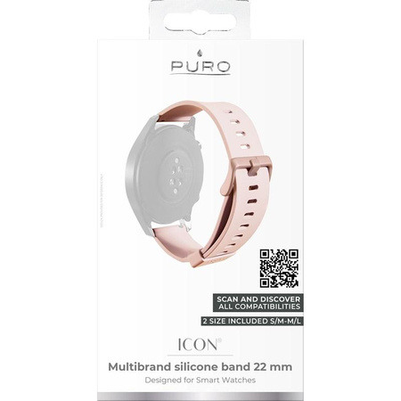 PURO ICON Multibrand csuklópánt - Univerzális okosóra szíj 22 mm (S/M & M/L) (homokrózsaszín)