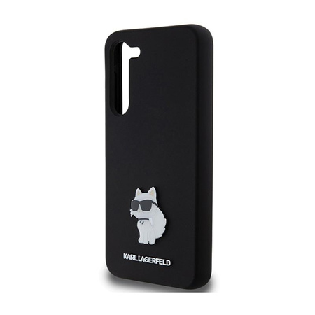 Karl Lagerfeld Silikon Choupette Metall Pin - Samsung Galaxy S24+ Gehäuse (schwarz)