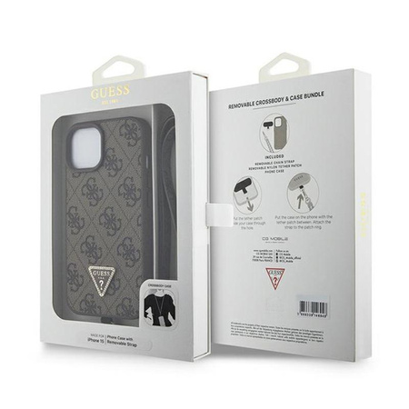 Guess Crossbody 4G Metal Logo - iPhone 15 Plus Tasche (braun)