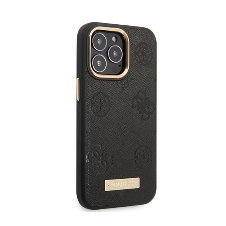 Guess Peony Logo Plate MagSafe - Etui iPhone 13 Pro Max (czarny)