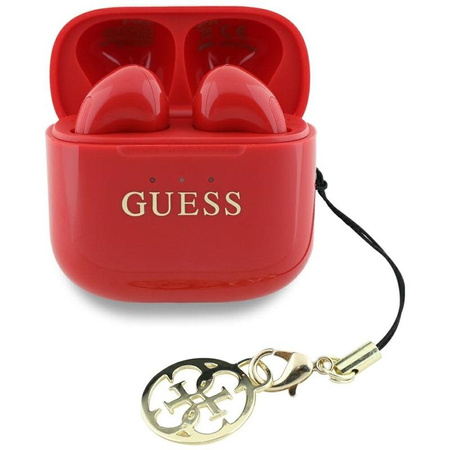 Guess Glossy Effect Printed Classic Logo & Charm – TWS Bluetooth-Kopfhörer + Ladecase (Rot)