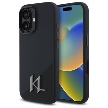 Karl Lagerfeld szilikon árnyék fém Initial MagSafe - iPhone 16 tok (fekete)