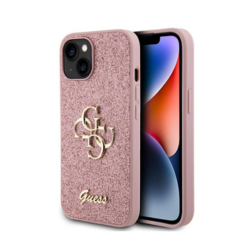 Guess Glitter Script Big 4G - iPhone 15 tok (rózsaszín)