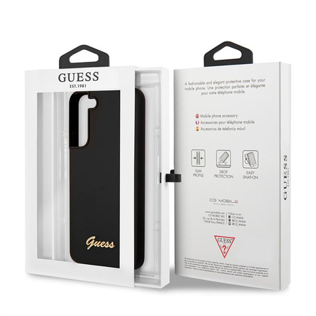 Guess Silikon Script Metall Logo - Samsung Galaxy S22 Tasche (schwarz)