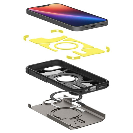 Spigen Tough Armor MagSafe - étui pour iPhone 16e (Gunmetal)