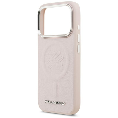 ETUI DO IPHONE 17 PRO do MAGSAFE KARL LAGERFELD ORYGINALNE RÓŻOWE SKÓRZANE