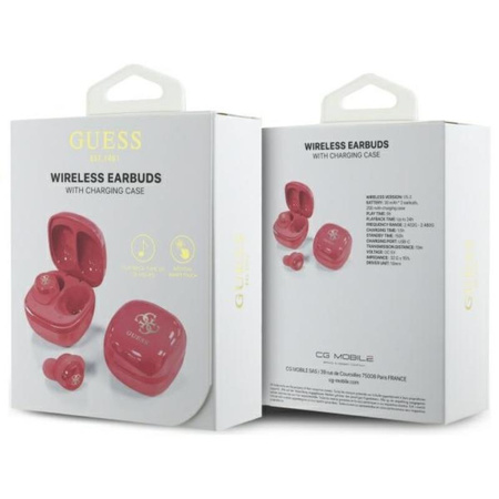Guess 4G Printed Logo - TWS Bluetooth-Kopfhörer + Ladetasche (fuchsia)