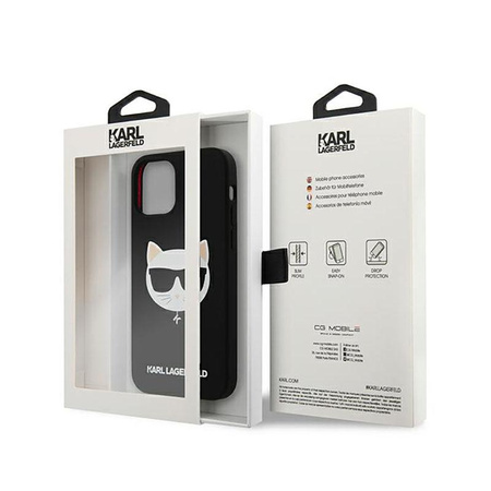 Karl Lagerfeld Choupette Head szilikon - iPhone 12 Pro Max tok (fekete)