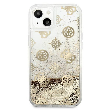 Guess Peony Liquid Glitter - pouzdro pro iPhone 13 mini (zlaté)