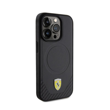 Ferrari Carbon Metal Logo MagSafe - iPhone 15 Pro Case (noir)