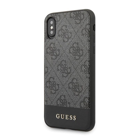 Collection 4G Bottom Stripe de Guess - Coque pour iPhone Xs / X (gris)