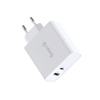 Crong Dual-Port Travel Charger – Ładowarka sieciowa USB-A + USB-C Power Delivery 45W (biały)