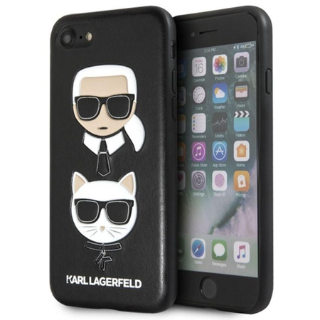 Karl Lagerfeld Embossed Case Karl & Choupette - Coque iPhone SE 2020 / 8 / 7 (noir)