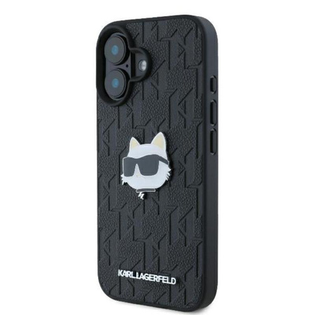 Karl Lagerfeld Monogram Choupette Head Pin - Etui iPhone 16 (noir)