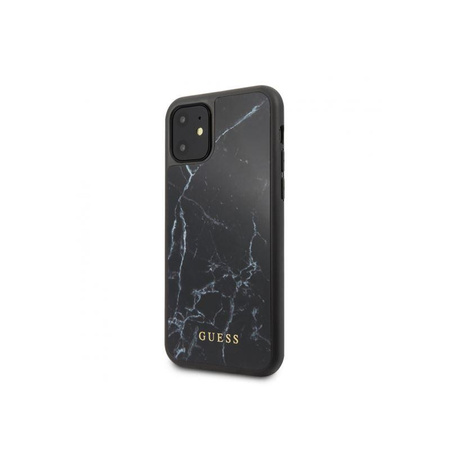 Guess Marble Tempered Glass Hardcase - iPhone 11 Case (black)