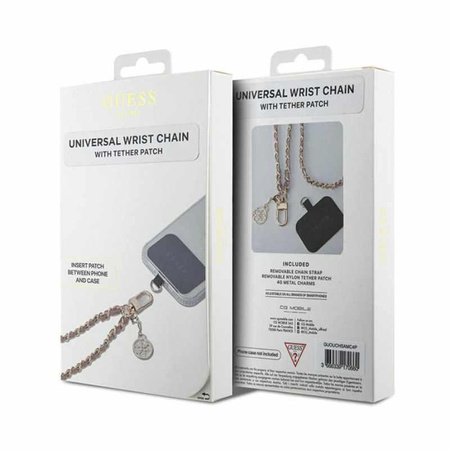 Guess Universal Hand Strap Saffiano Chain 4G Charm - Univerzális telefontartó pánt (rózsaszín)