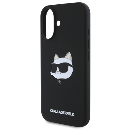 Karl Lagerfeld Silicone Choupette Head Print Étui MagSafe pour iPhone 16 (noir)