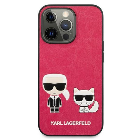 Karl Lagerfeld PU bőr Karl & Choupette dombornyomott - iPhone 13 Pro Max tok (fukszia)
