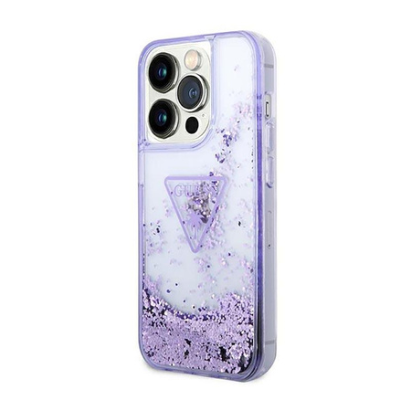 Guess Liquid Glitter Triangle Logo Case – Etui iPhone 14 Pro Max (fioletowy)