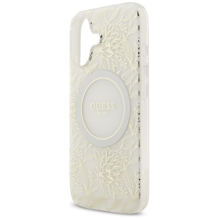 Guess IML Flowers Electro Pearl Strap MagSafe - Pouzdro iPhone 17 (bílý)
