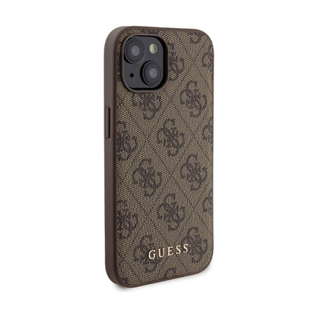 Guess Bundle Pack MagSafe 4G Metal Gold Logo - Etui Set + Power Bank 5000mAh MagSafe iPhone 15 (braun)