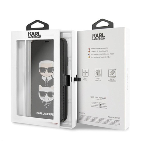 Karl Lagerfeld Booktype - iPhone 11 Pro Max tok kártyazsebekkel (fekete)