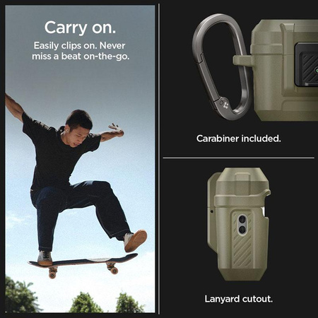 Spigen Lock Fit - Páncélozott tok az Apple AirPods Pro 1 / 2 készülékhez (Vintage Khaki)