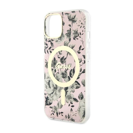 Guess Flower MagSafe - Schutzhülle für iPhone 14 Plus (Pink)