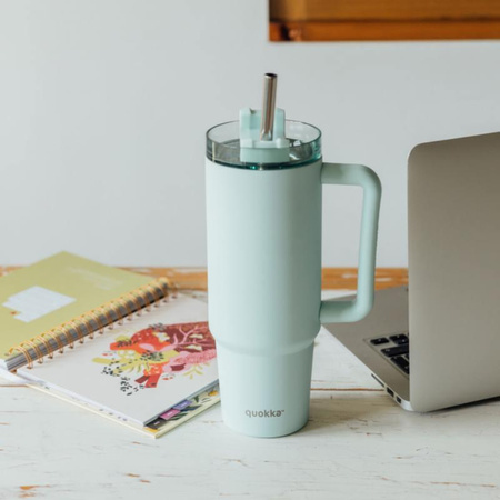 Quokka Stream - Stainless Steel Thermal Mug 950ml with Straw (Turquoise)