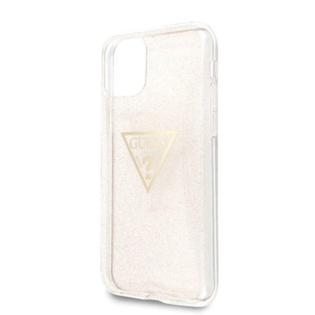 Guess Solid Glitter Triangle - Coque iPhone 11 Pro (Or)
