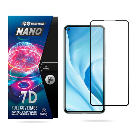 Crong 7D Nano Flexible Glass - Verre hybride 9H incassable pour l'ensemble de l'écran du Xiaomi Mi 11 Lite 5G
