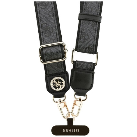 Guess Universal Crossbody Strap 4G Tether Patch Strass Metal Logo - Universal Phone Strap / Lanyard (Black)