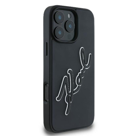 Karl Lagerfeld 3D Rubber Bicolor Signature - Pouzdro iPhone 16 Pro (černé)