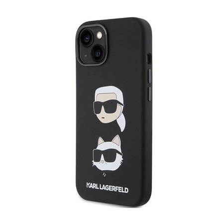 Karl Lagerfeld Silikonové pouzdro Karl & Choupette Heads - iPhone 15 Plus (černé)