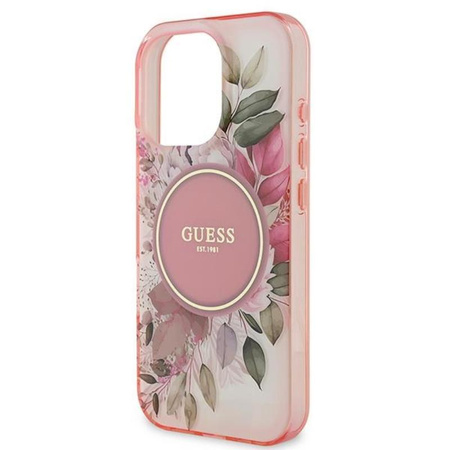 Guess IML Flower & Tonal Circle MagSafe Case - iPhone 16 Pro Case (rose)